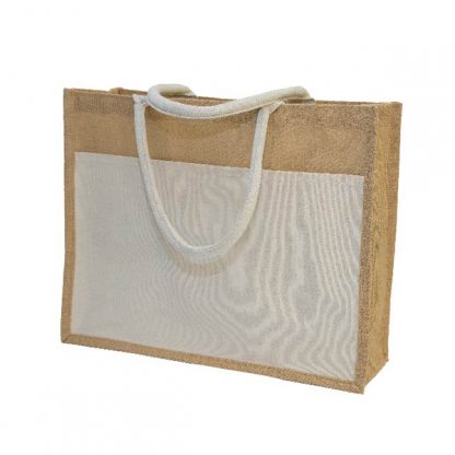 BG1036 Jute Bag with Front Pocket - Landscape